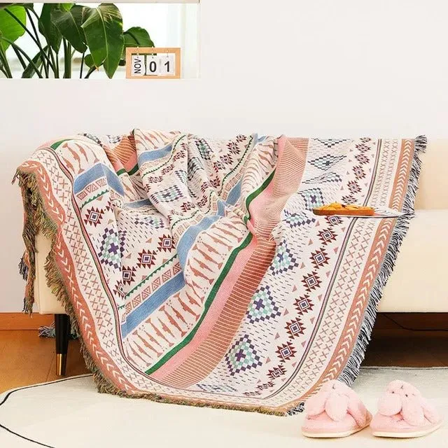 Farverig Tæppeplaid i Holdbar Polyester-Bomuld Mix