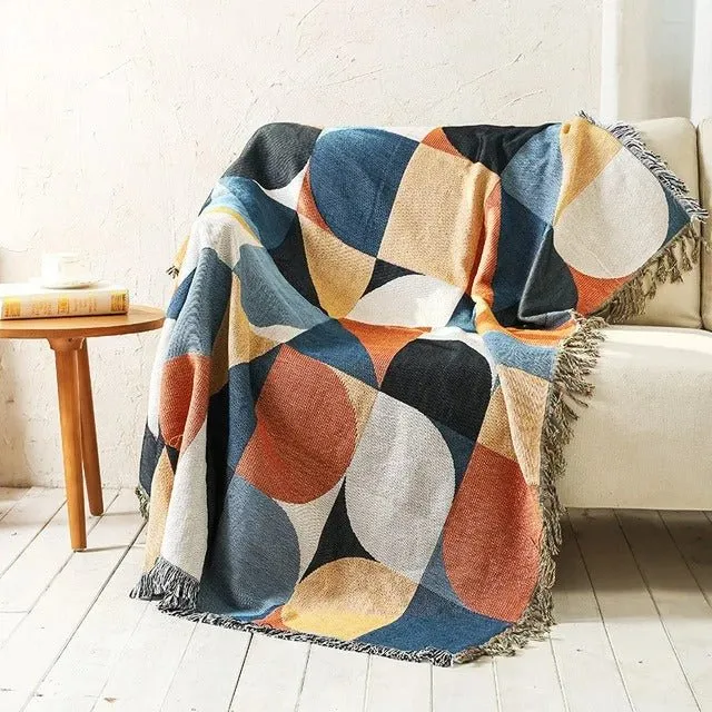 Farverig Tæppeplaid i Holdbar Polyester-Bomuld Mix