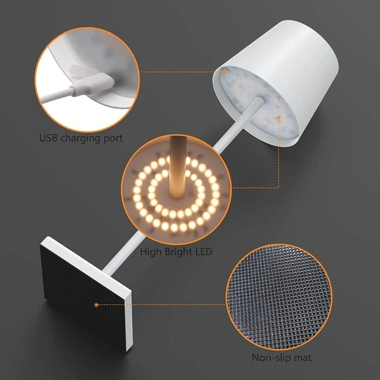 Trådløs Bordlampe med Berøringssensor og Nordisk Design