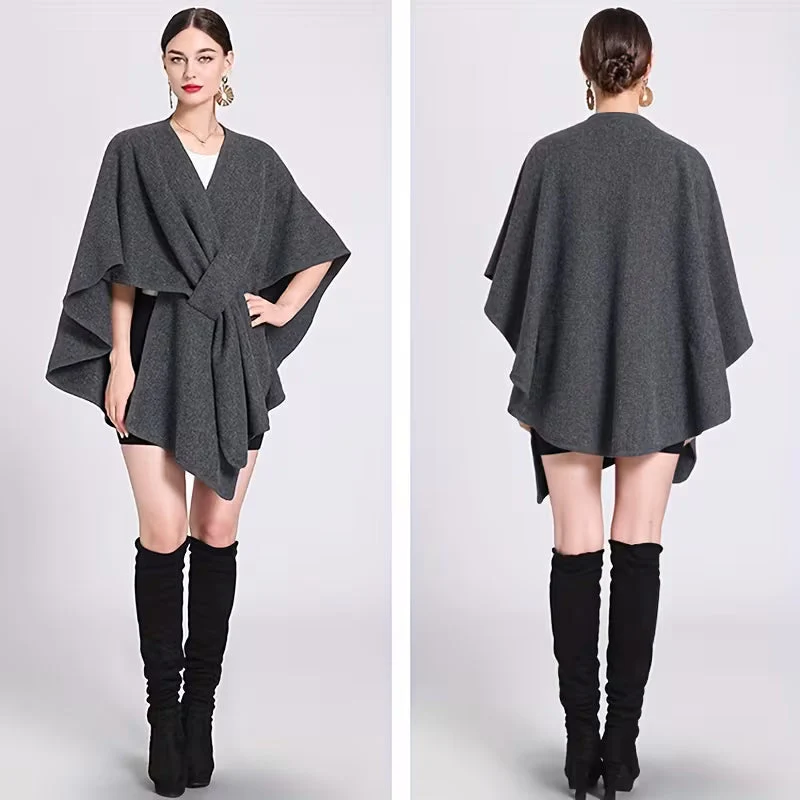 Elegant Poncho til Kvinder - Varm og Vindafvisende
