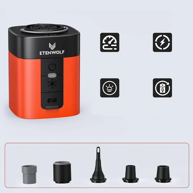 Kompakt Mini-Luftpumpe med Campinglys og Kraftfuld Batteri