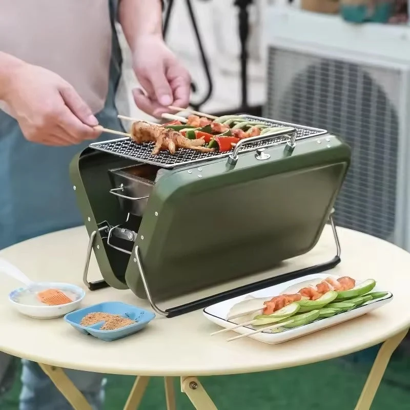 Bærbar Foldbar BBQ Grill i Rustfrit Stål - Perfekt til Camping