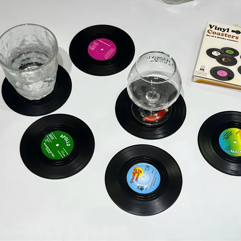 Retro Glasunderlag i Vinyl Design - Perfekt til Musikelskere
