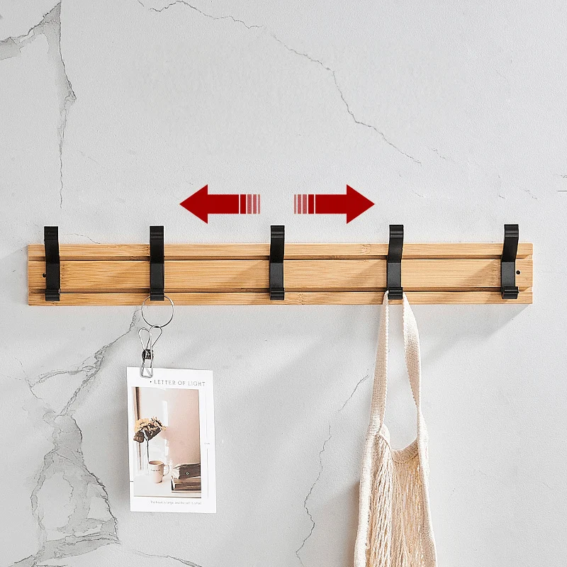 Elegant Vægmonteret Bambus Garderobe med Holdbare Kroge