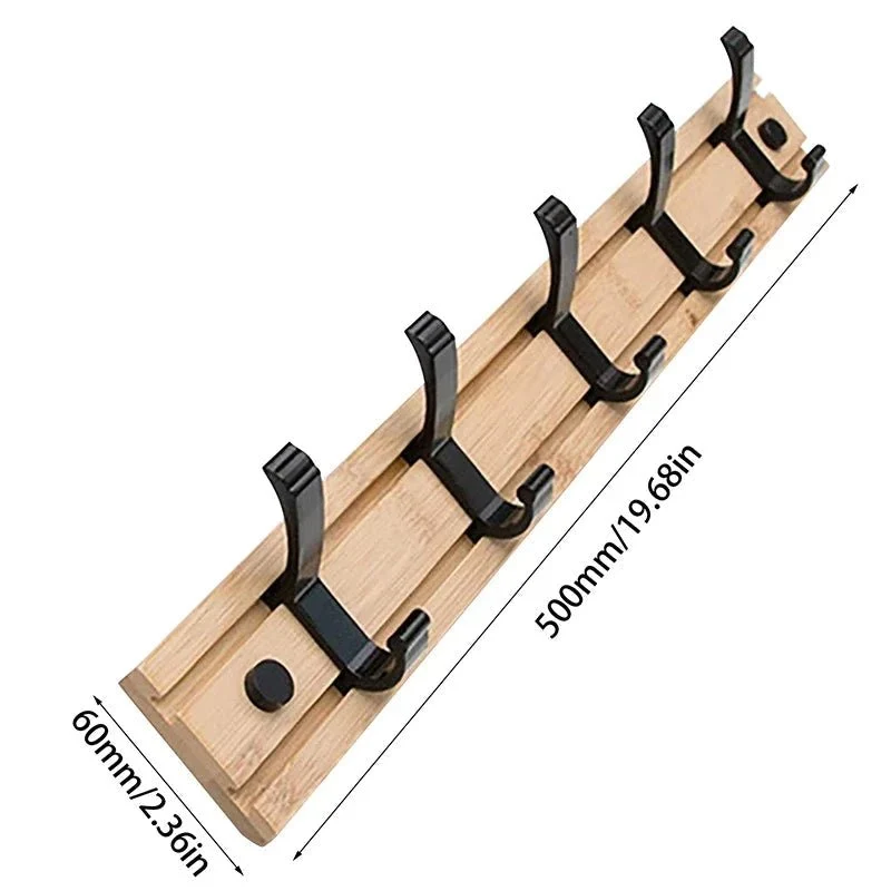 Elegant Vægmonteret Bambus Garderobe med Holdbare Kroge