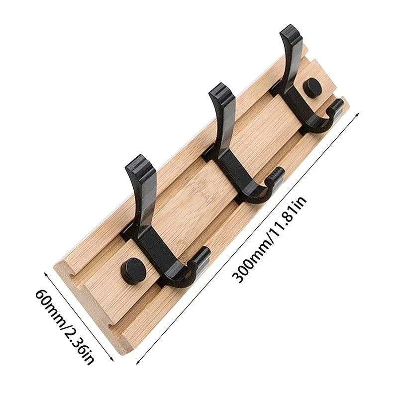 Elegant Vægmonteret Bambus Garderobe med Holdbare Kroge