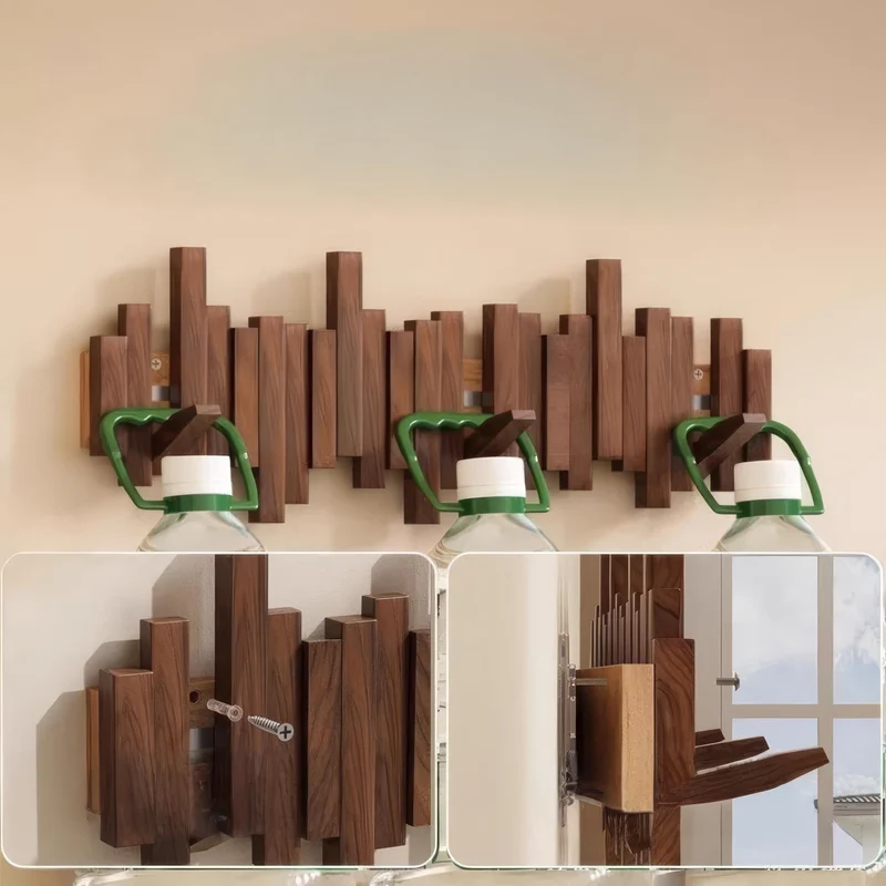 Elegant Trægarderobe med Fleksible Magnethager
