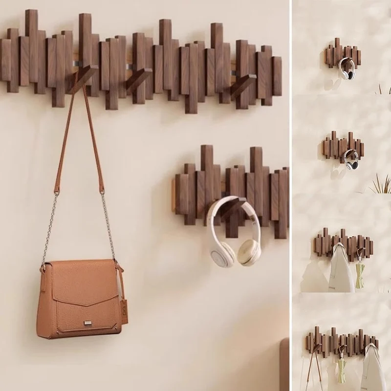 Elegant Trægarderobe med Fleksible Magnethager