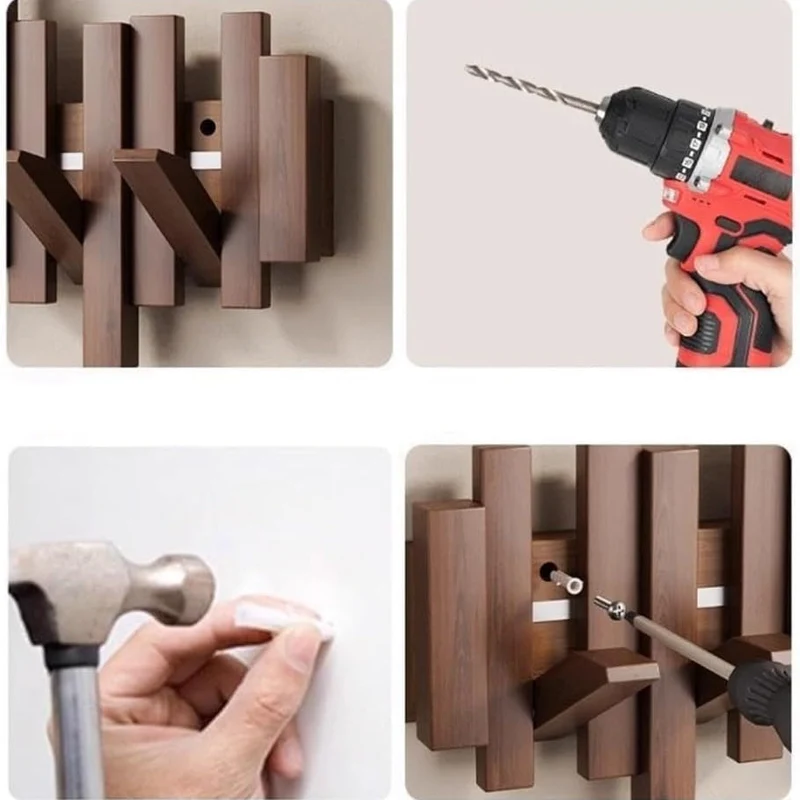 Elegant Trægarderobe med Fleksible Magnethager