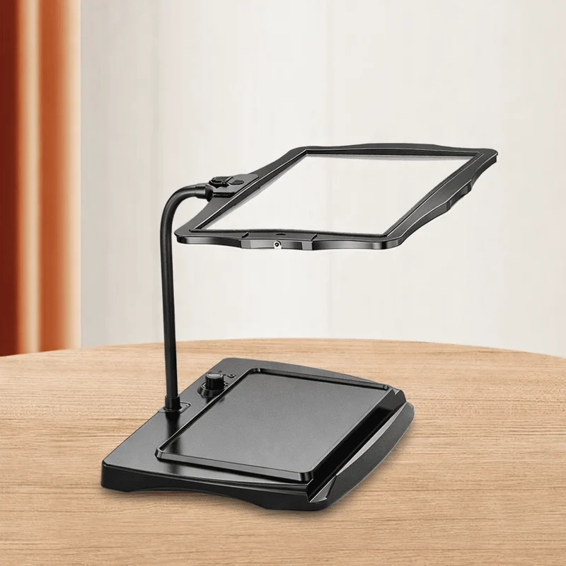 Forstørrelsesgulvlampe med justerbar arm og LED-lys