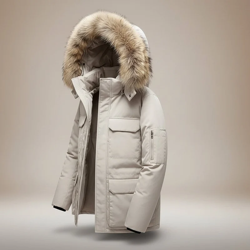 Herre Parka Jakke med Aftagelig Hætte - Optimal Vejrbeskyttelse