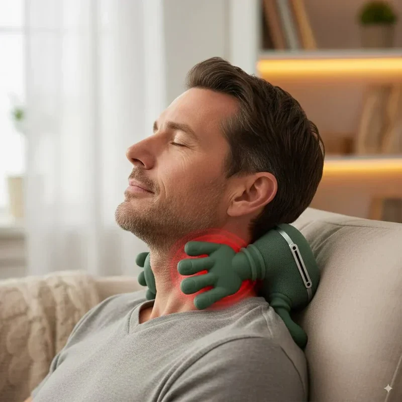 Trådløs Nakkemassager med Varmeterapi – Afspænding og Komfort