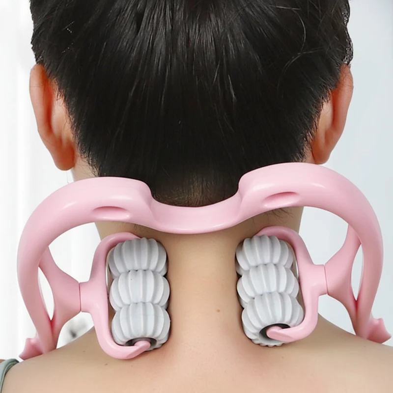 Effektiv Nakke- og Skuldermassage Rulle med Seks Rullende Hoveder