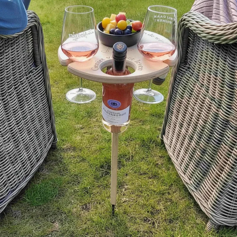 Bærbart Vinbord i Træ til Udendørs Hygge og Picnic