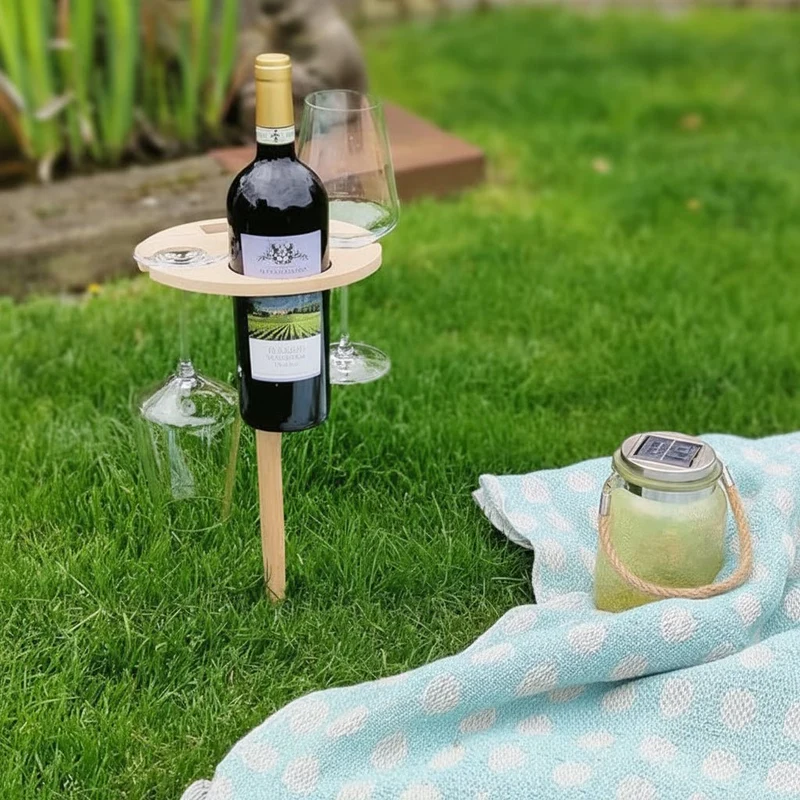Bærbart Vinbord i Træ til Udendørs Hygge og Picnic