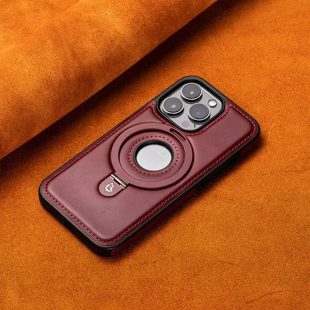 Magnetisk iPhone-etui i luksuslæder med integreret stander