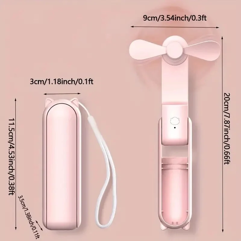 Kompakt USB-Opladelig Håndventilator med Powerbank & 3 Hastigheder