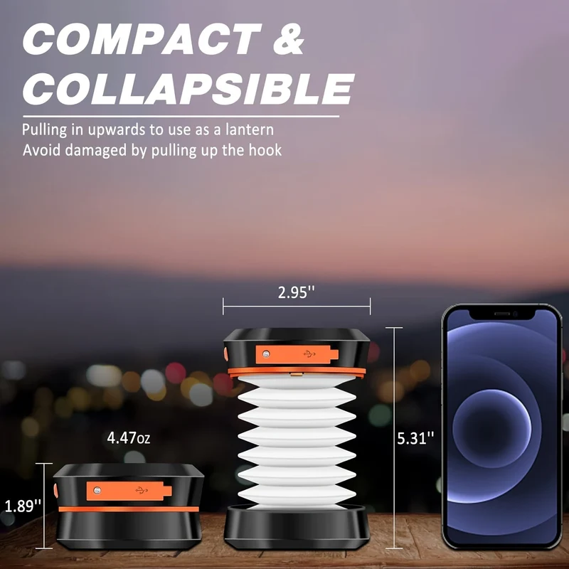 Genopladelig LED Campinglampe - Kompakt og Foldbar Design