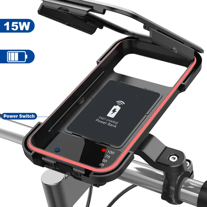 Vandtæt Cykel Telefonholder med Hurtig 15W Opladning