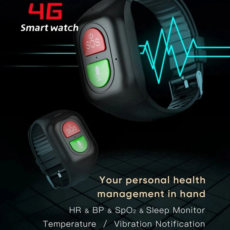 4G GPS Senior Ur med SOS Knap og Sundhedsovervågning