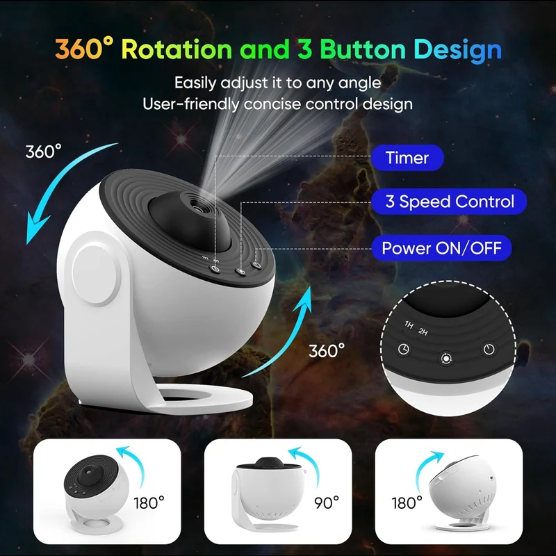 Stjernehimmel Projektor med 360° Rotation og 12 Effekter
