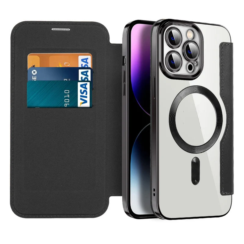 Magnetisk Læder Flip Cover til iPhone 11-14 med RFID Beskyttelse