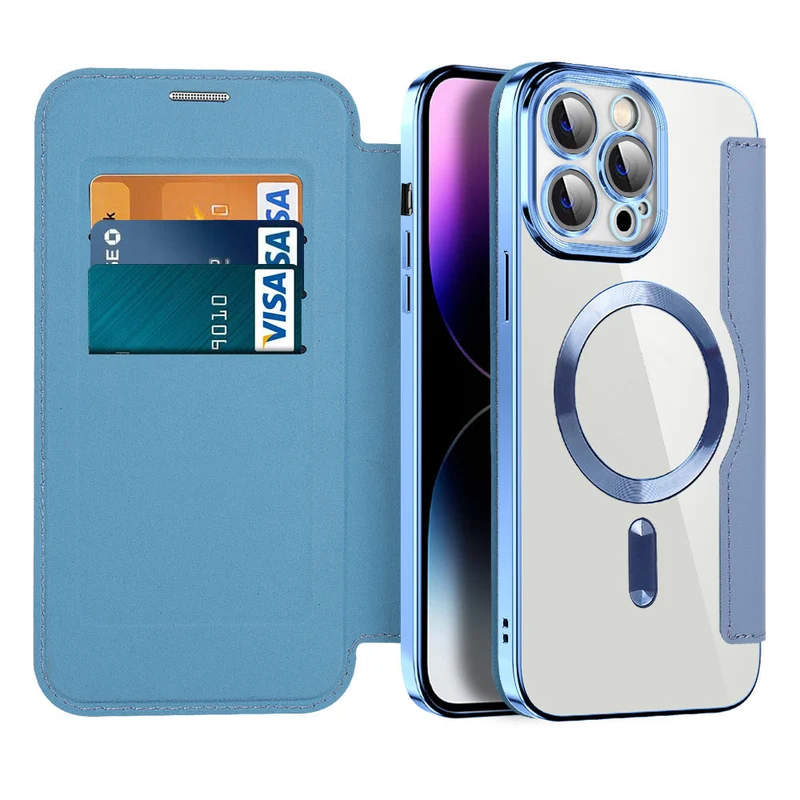 Magnetisk Læder Flip Cover til iPhone 11-14 med RFID Beskyttelse
