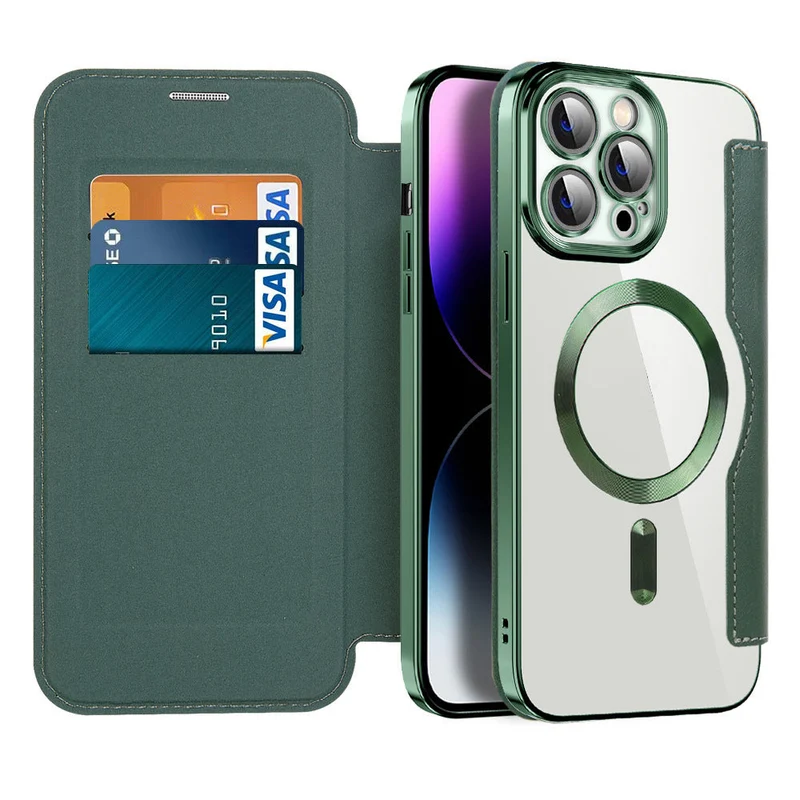 Magnetisk Læder Flip Cover til iPhone 11-14 med RFID Beskyttelse