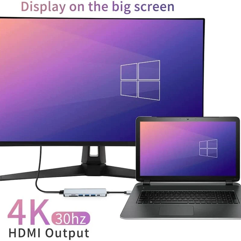Kompakt USB-C Hub med 4K HDMI og Lynhurtig Opladning