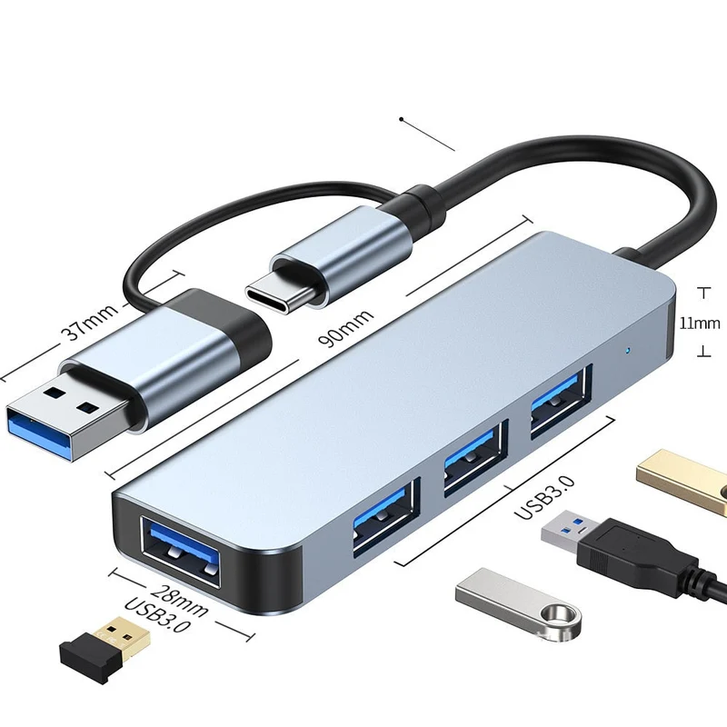 Kompakt USB-C Hub med 4K HDMI og Lynhurtig Opladning