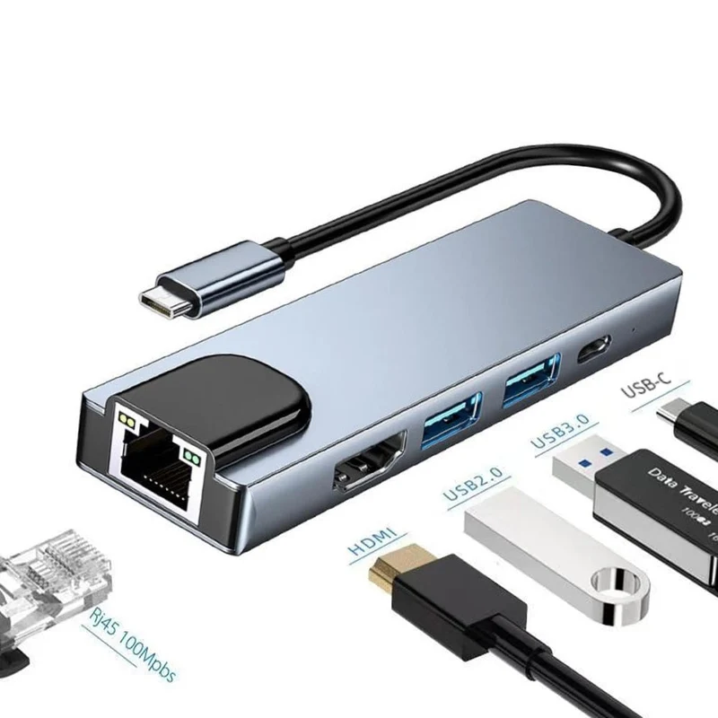 Kompakt USB-C Hub med 4K HDMI og Lynhurtig Opladning