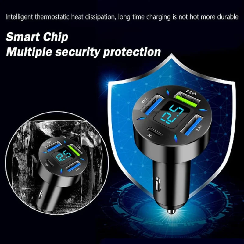 Hurtig Dual USB Biloplader med 66W Effekt og Sikkerhed