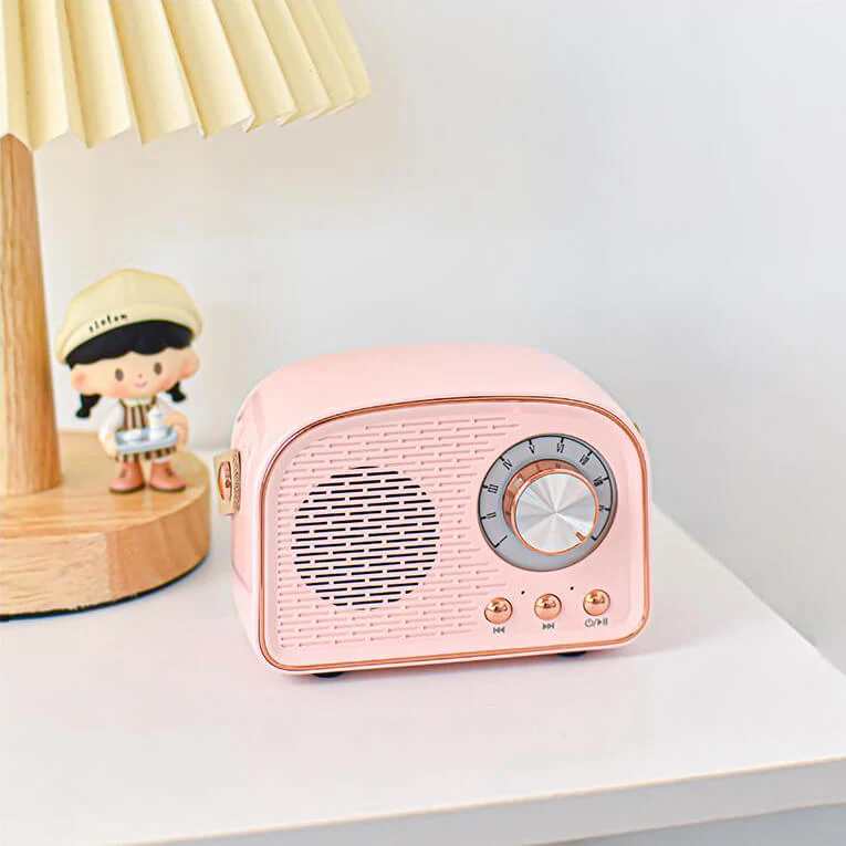 Retro Bluetooth Højttaler med Fyldig Lyd og Lang Batterilevetid