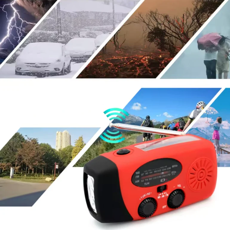 Kompakt Solcelle Radio med Håndsving og USB til Nødsituationer