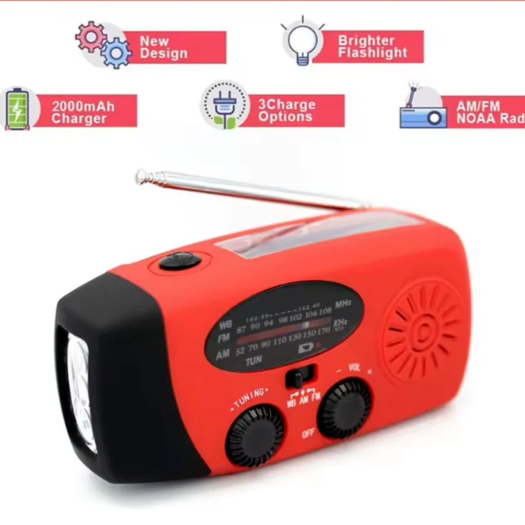 Kompakt Solcelle Radio med Håndsving og USB til Nødsituationer