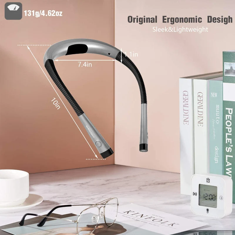 Ergonomisk LED Halslæselampe med Justerbart Lys og Lang Batteritid