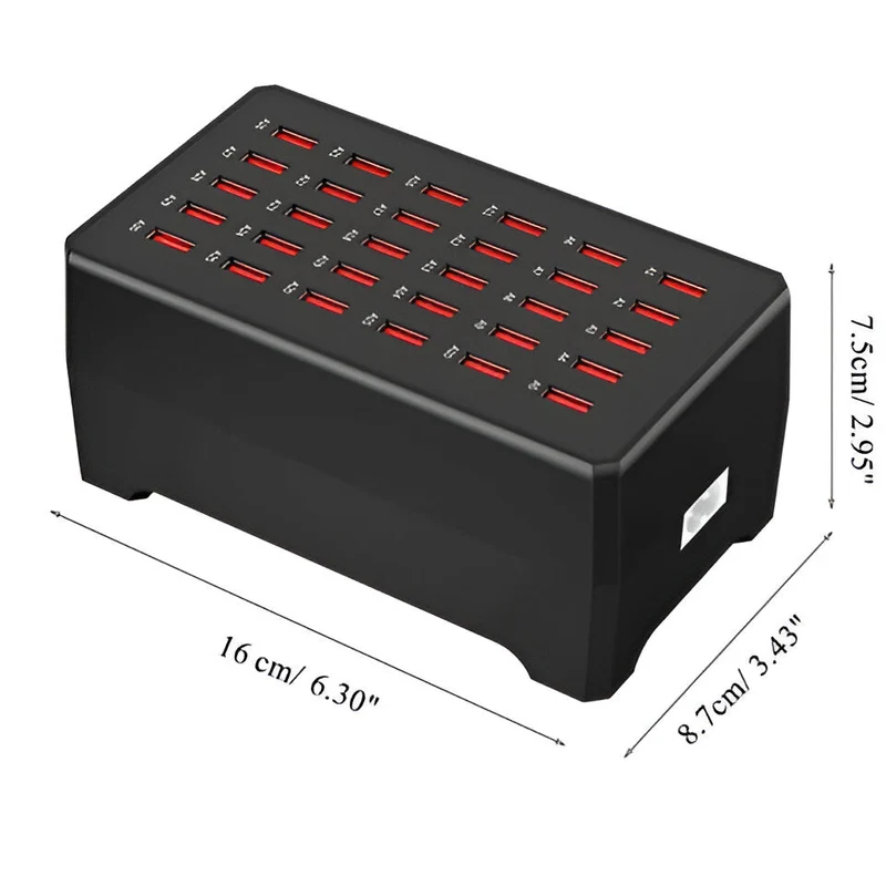 Effektiv USB-ladestation med 30 porte til alle enheder