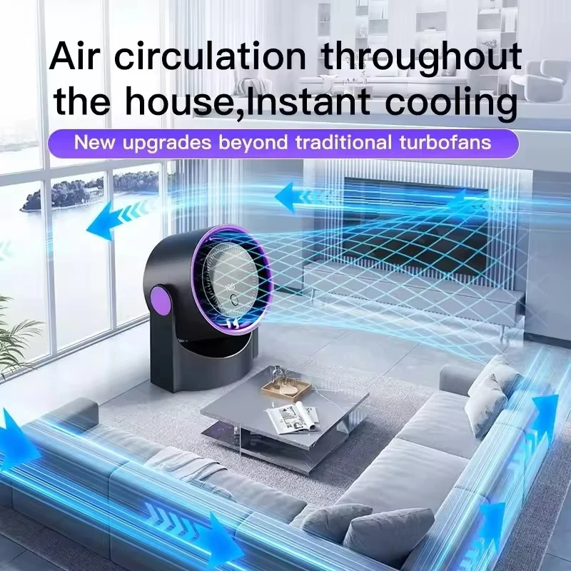 Trådløs Bærbar Ventilator med Stille Drift og Digital Display