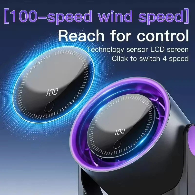 Trådløs Bærbar Ventilator med Stille Drift og Digital Display
