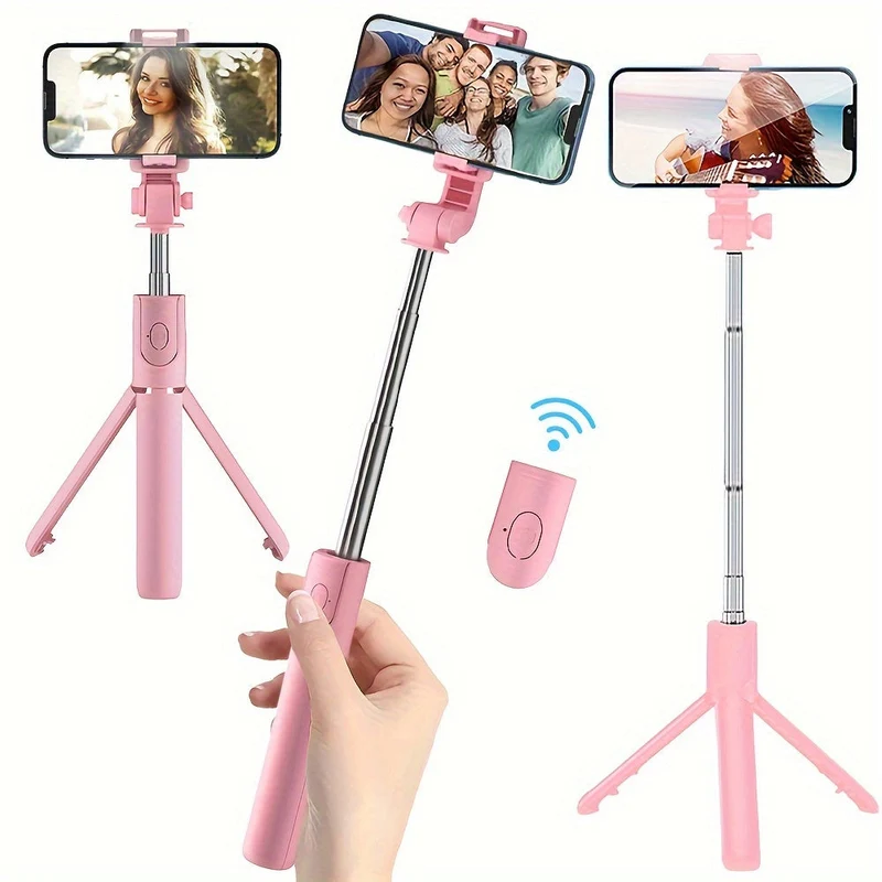 Kompakt Selfiestang med Trådløs Fjernbetjening og 360° Rotation