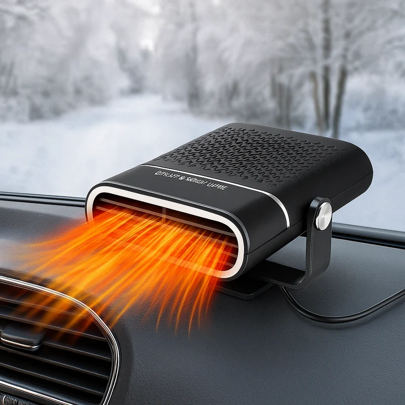 Kompakt Bilvarmer med USB & 12V – Hurtig Afisning & Ventilation