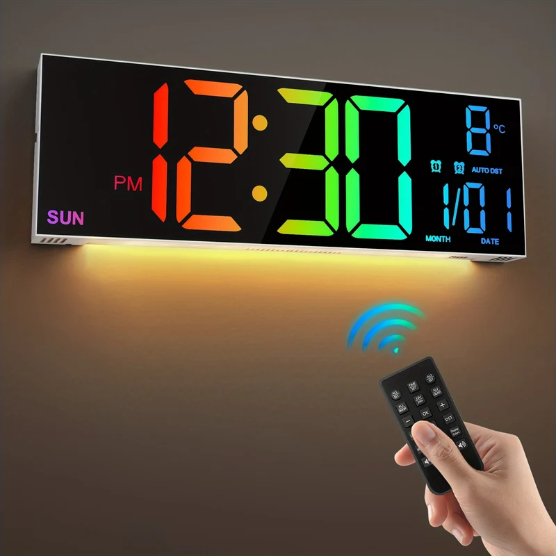 16'' RGB Vægur med Fjernbetjening og Automatisk Lysstyrke