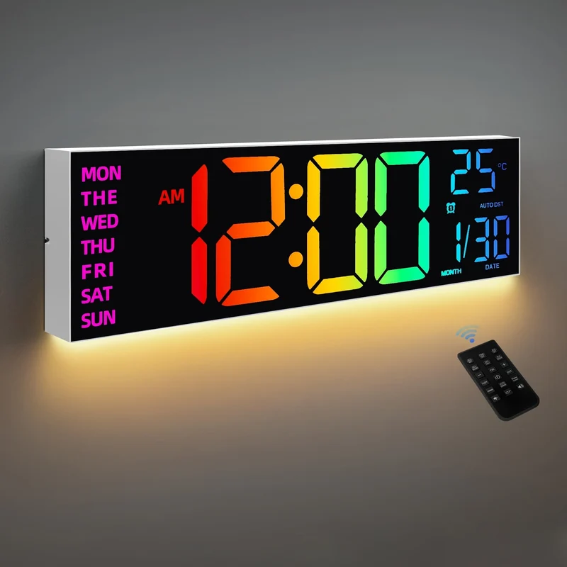 16'' RGB Vægur med Fjernbetjening og Automatisk Lysstyrke