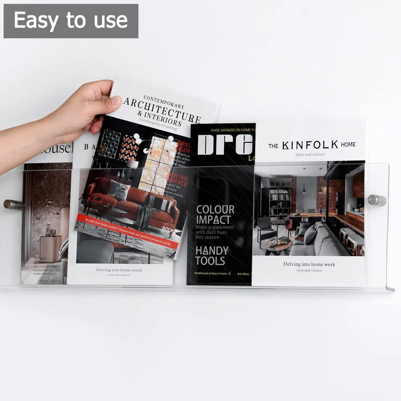 Væghængt Akryl Magasinholder - Minimalistisk og Elegant