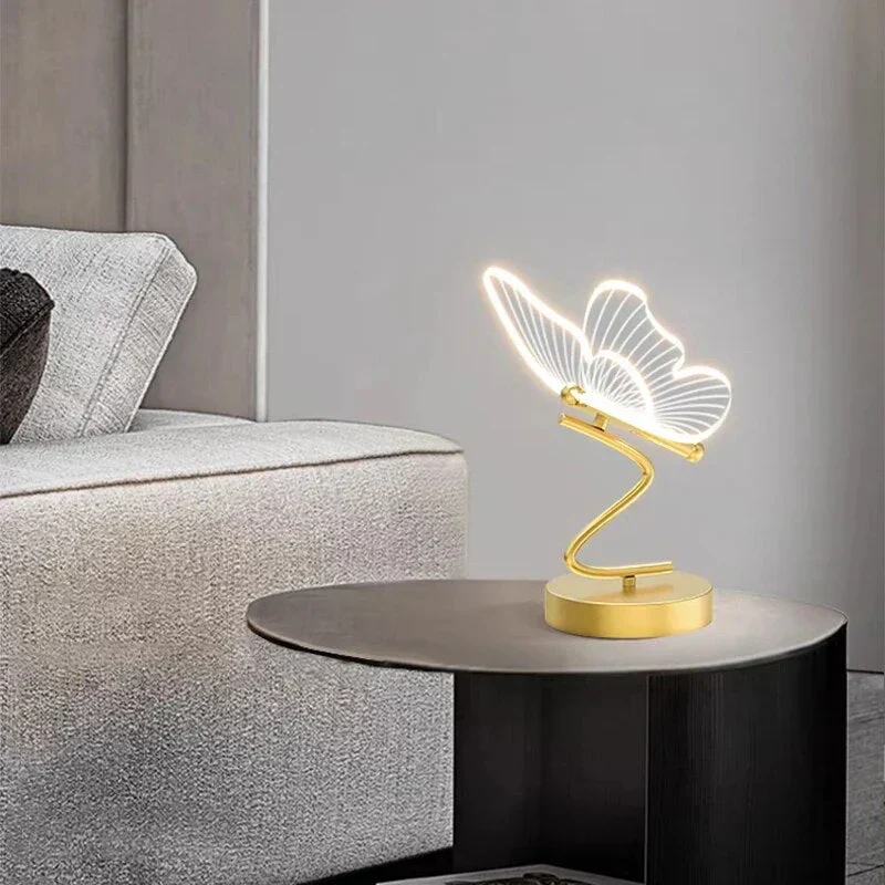 Skulpturel LED Bordlampe med Sommerfugleform – Stemningslys