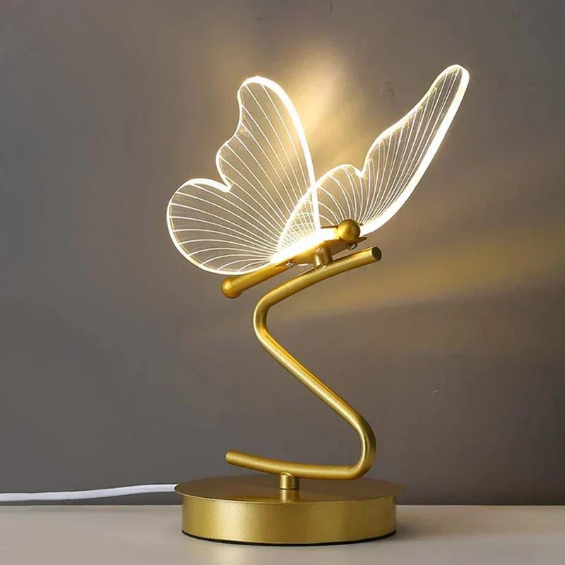 Skulpturel LED Bordlampe med Sommerfugleform – Stemningslys
