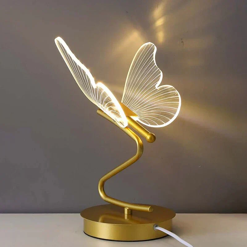 Skulpturel LED Bordlampe med Sommerfugleform – Stemningslys