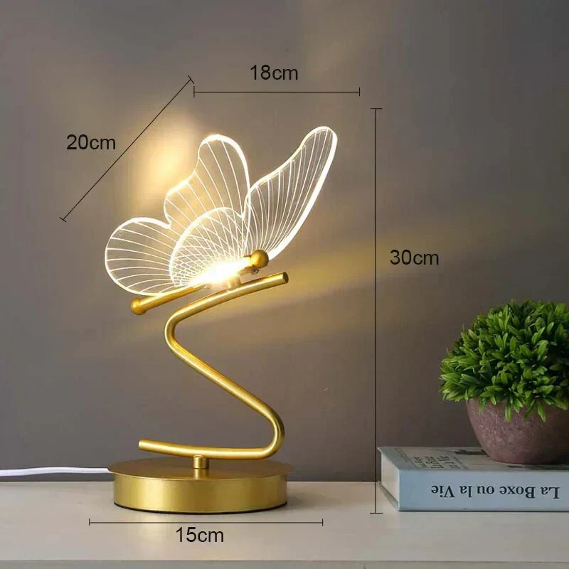 Skulpturel LED Bordlampe med Sommerfugleform – Stemningslys