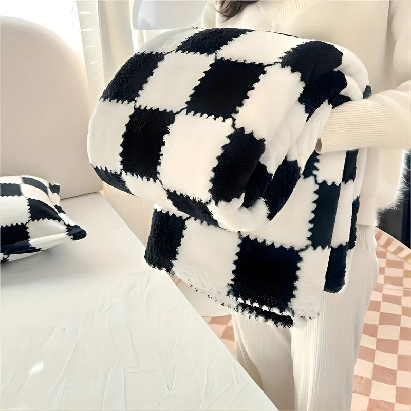 Blødt Multifarvet Fleece Tæppe - Perfekt til Sofa & Seng