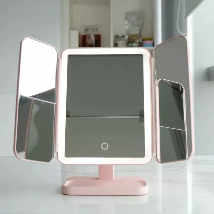 LED Makeup Spejl med Trippel Belysning og Forstørrelse